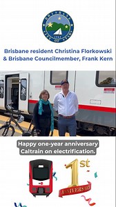 "The residents of Brisbane, CA are enjoying cleaner, greener, smoother and quiet rides." Thank you Councilmember Kern for your support and celebrating one year of electric Caltrain! | Caltrain