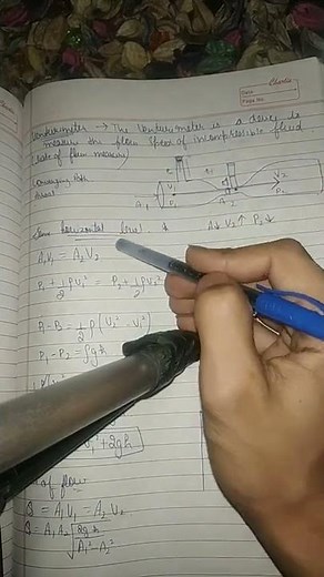 (Venturimeter in 60 seconds) class11 Physics chapter 10 (fluid mechanics) please subscribe🙏