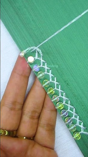 Premium Beads Work for Dress Border 🔥🪡 #sewing #diynstitch #embroidery