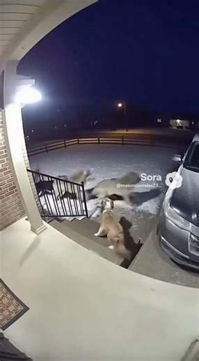#funny #funnyanimal pack of wolves attack dog caught on ring camera ￼