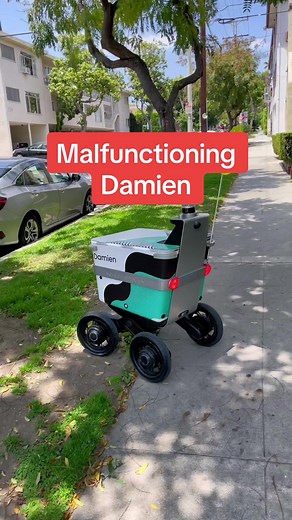 Damien the food delivery robot was feeling the pressure and began malfunctioning. #ai #robotics #deliverydriver #robotics #ubereats