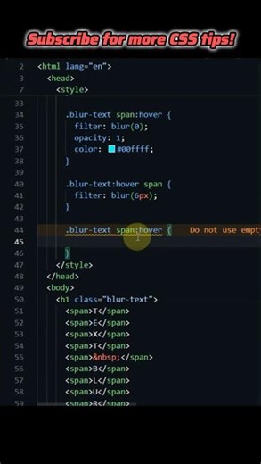Text Blur Hover Effect using HTML CSS #html #css #styling #webdesign #webdevelopment #designs