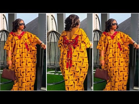 How to cut and Sew a Modern Deep V-Neck Bubu Kaftan Featuring a Sleek Welt Pocket Illusion