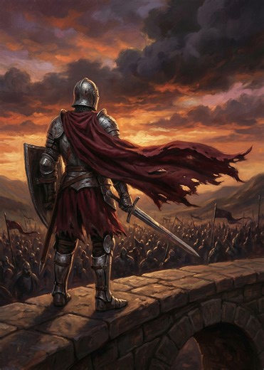 'Knight Standing Before an Army' Poster, picture, metal print, paint by Lineer | Displate
