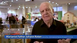 Marianist Father Johann Roten of the University of Dayton displays the Catholic institution's collection of 3,500 Nativity scenes and discusses the significance of the iconic sets and adaptations made by individual cultures. Visit https://bit.ly/2M0I5Ip to read the full article about this topic. | Catholic News Service