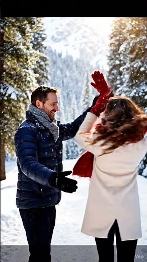 Romantic Couple Walking in Snowy Mountains 🌨️ | Love in a Winter Wonderland 💞 #romantic