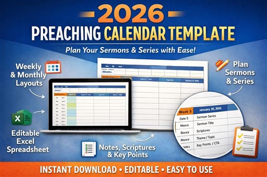 2026 Preaching Calendar Template - Etsy
