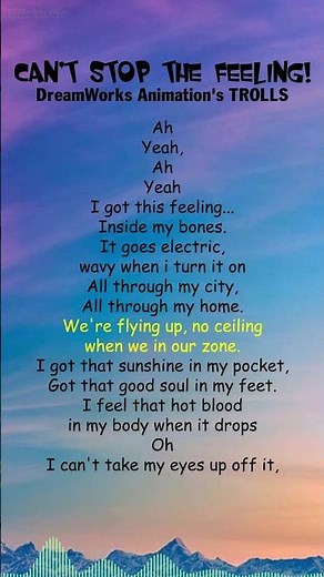 DreamWorks Animation's TROLLS - CAN'T STOP THE FEELING! (Lyrics) #shorts