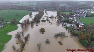 Drone clip of the floods at Llechryd Bridge😩 | Anthony Jones