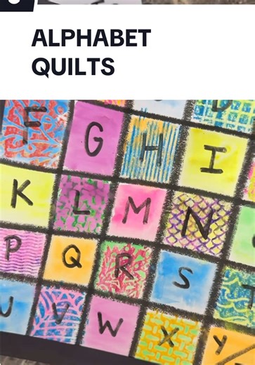 Our classrooms version of Cassie Stephen’s Alphabet Quilt project… such a crowd favorite with my kinders. Plus I love giving the parents a keepsake of their little ones handwriting 🫶🏼 #artlesson #elementaryart #artteacher