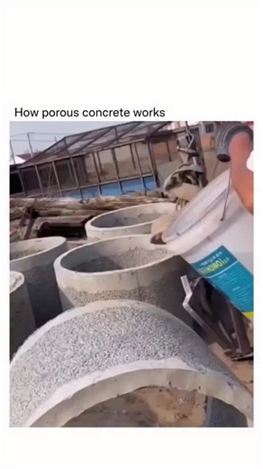 Facts Lovers on Instagram: "Porous concrete, also known as pervious or permeable concrete, works by allowing water to pass directly through its structure rather than running off its surface like traditional concrete. This is made possible by its unique composition: it contains little to no fine aggregates (like sand), which creates a network of interconnected voids or pores within the concrete. These voids typically make up 15–25% of the concrete’s volume and allow rainwater or stormwater to flo