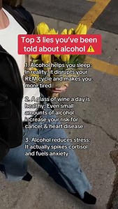 The lies we've been sold about alcohol are so embedded in our culture that questioning them feels radical. But let's break down what the science actually says. Lie #1: "Alcohol helps you sleep" You might fall asleep faster, but alcohol destroys sleep quality by suppressing REM cycles and fragmenting deep sleep. You're unconscious, not rested. Studies show you wake up more tired after drinking than if you'd just stayed up later sober. Lie #2: "A glass of wine a day is healthy" This myth has been 