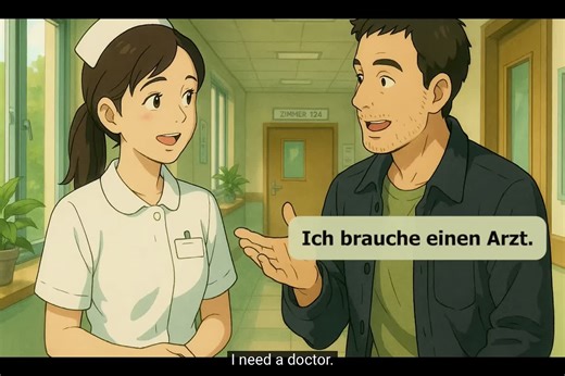 In the hospital 🏥 Short Dialogue [ A1 ] #deutschlernen #lernendeutsch #deutsch #german #germanlanguage