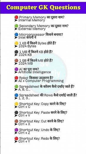 💻 Computer GK Questions | Basic Computer Knowledge Quiz | AI & Shortcut Keys 💡