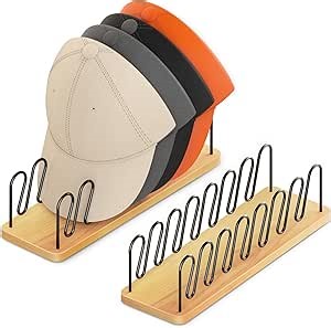 UdoUto Hat Organizer for Baseball Caps-2 PacK | Wood & Metal Hat Rack Holds 14 for Baseball Caps | Space-Saving Closet Shelf Organizer for Bedroom, Dresser, Entryway