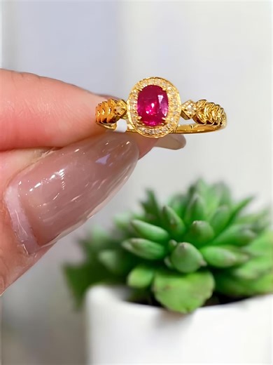 Oval Lab Created Ruby Halo Ring, Gold Plated Sterling Silver, Vintage Engagement, July Birthstone - Etsy