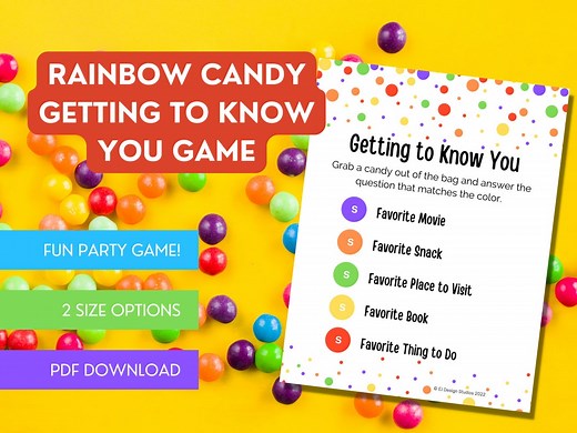 Rainbow Candy Ice Breaker Game: Printable Party Activity (PDF) - Etsy