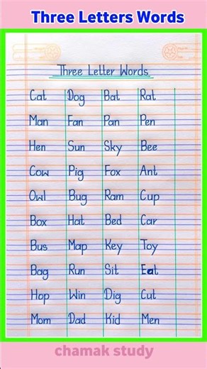 Three Letter Words | 3 Letter Words in English | Three Letter Words in English #words