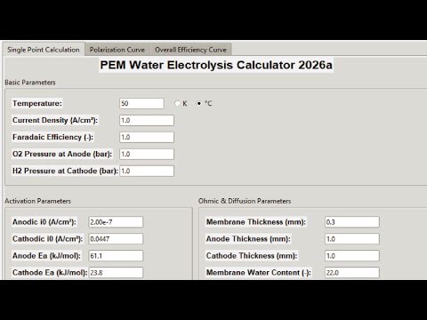 PEM Water Electrolysis Calculator 2026a