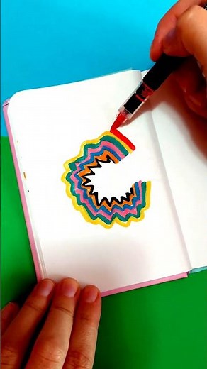 Drawing Letter C with Line Patterns Using Markers #art #drawing