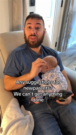 How do we keep her content by herself for more than a few minutes?? Please Help 😭 #postpartumjourney #newparents #marriagehumor #couplecomedy | Theblondebrewer