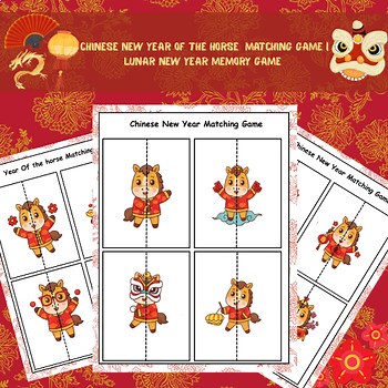 Year of the Horse Matching Game Chinese New Year Zodiac Activity Lunar New Year