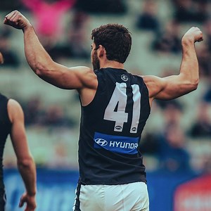 DOUBLE COBRA STYLE! 🐍🐍 It's followed Levi Casboult around since 2015. Ahead of the No.41's final Carlton game, Levi Denton - who started it all with 𝙩𝙝𝙖𝙩 celebration six years ago - speaks on the moment. And he's got one final request for his namesake, too. | Carlton Football Club