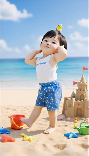 Baby dancing on Lambada song at the beach #cutebaby #babydance #funnydance #lambada