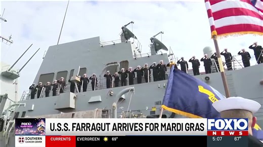 USS Farragut arrives in Mobile to more jovial reception than vessel’s namesake got