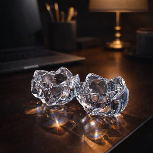 Mikasa Crystal Lotus Candle Holders Set of 2, Vintage Glass Tealight Votives - Etsy