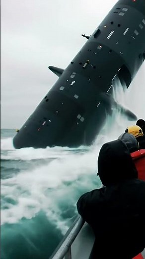 Submarine's incredible vertical surfacing ⚓