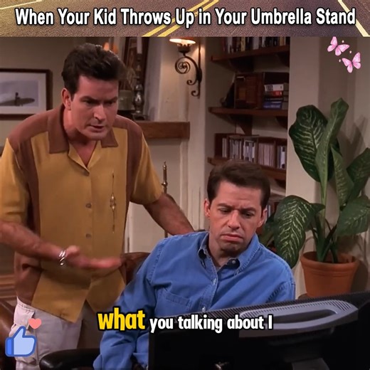 28K views · 704 reactions | When Your Kid Throws Up in Your Umbrella Stand #twoandahalfmen #charliesheen #charlieharper #alanharper #jakeharper | Maeve Hinton | Facebook