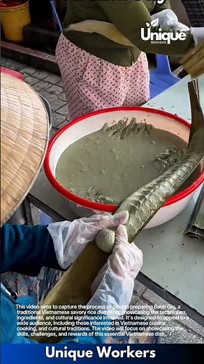 Banh gio preparation: people making vietnamese rice dumplings