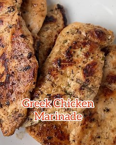 Make this easy Greek Chicken Marinade and get grilled chicken that is tender and flavorful. Marinade features Greek yogurt, lemon and fresh herbs. https://www.tastesoflizzyt.com/greek-chicken-marinade/ | Tastes of Lizzy T