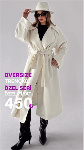 BUTİK BASIC | KADIN GİYİM on Instagram: "Oversize Trençkot 450₺ Çok Özel Kalite Çok Özel Fiyat 💃"