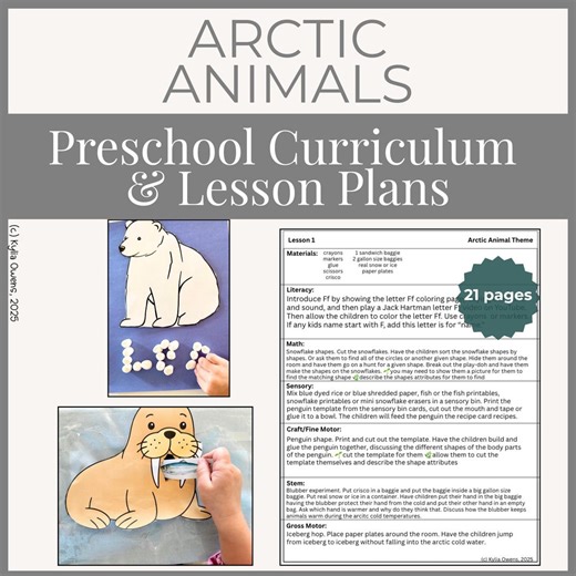 Winter Preschool Curriculum Lesson Plans January Arctic Animals Activity Homeschool Hands on Play-based Learning 3-4 Year Olds - Etsy