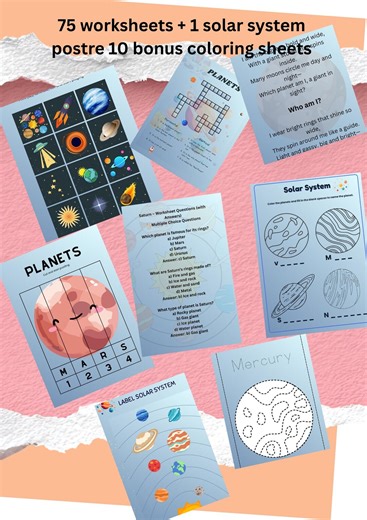 Solar System Activity Book, Planet Worksheets, Space Crafts, Poster (digital Download) - Etsy