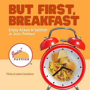 129K views · 245 reactions | It’s time for your Ackee & Saltfish breakfast! ⏰ *Ackee & Saltfish Available at select locations. | Juici Patties | Facebook