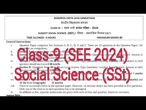 CLASS- 9 Social Science (SSt) /SEE 2024 Annual Exam Question Paper TERM-2 KV CBSE Kendriya Vidyalaya