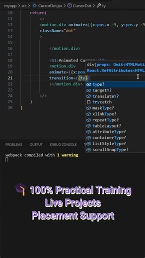 Animated Cursor Using React JS in 30 Sec 😱🔥 | Advanced React JS Course #shorts #ytshorts