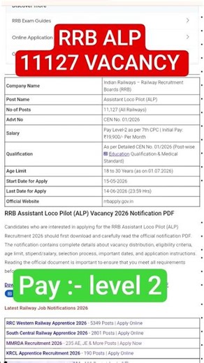 RRB ALP NOTIFICATION OUT LATEST 2026#rrbalp2026