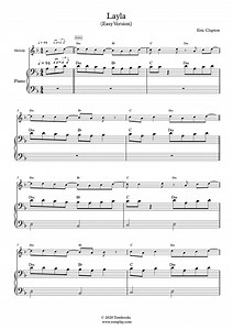 Layla (Easy Level, Solo Piano) (Eric Clapton) - Piano Sheet Music