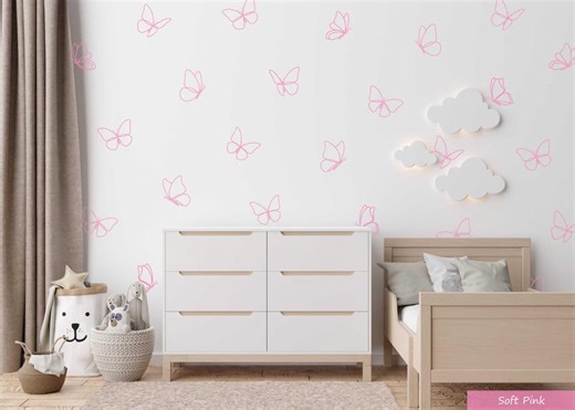 Butterfly Wall Decals / Minimalist Nursery Decor / Kids Room Wall Stickers / - Etsy