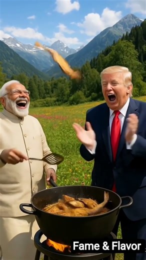 Epic Valley Cooking Fail! Modi & Trump’s Fried Fish Goes Flying 😂 | ai shorts
