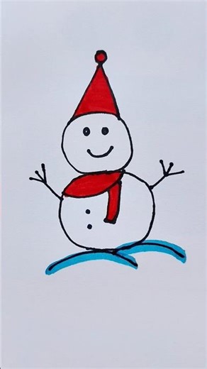 Snowman ☃️ easy drawing for kids #snowman #drawing #youtubeshorts #pipafuntv #trending #kidsvideo