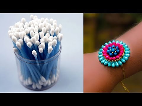 how to make rakhi using cotton buds | rakhi making | handmade rakhi tutorial