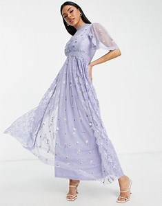 Frock and Frill Bridesmaid maxi dress in floral powder blue | ASOS