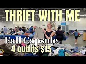 Thrift with me | Fall Capsule Wardrobe for $15 at Goodwill + Try-on Haul