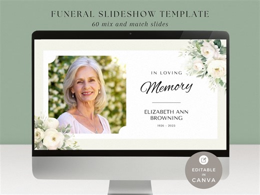 Funeral Slideshow Canva Template: White Rose Memorial Video (digital Download) - Etsy