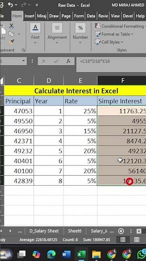 💰 Calculate Interest in Excel Simple & Easy Formula! #excel #exceltips #excelformula #excelfunction